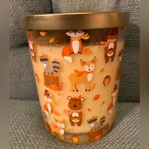 NEW Elum Designs Fall Forest Animals Jar Single Wick Candle Pumpkin Pie Scent